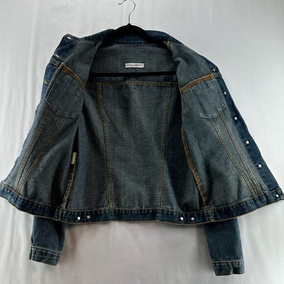 Dolce & Gabbana Women's Denim Jacket IT 44 US M Made in Italy DG Logo Detail - Picture 2 of 14